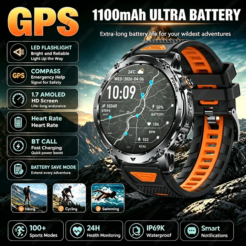 Smartwatch Watches For Men With Gps - GPS Outdoor Military Smart Watch Men