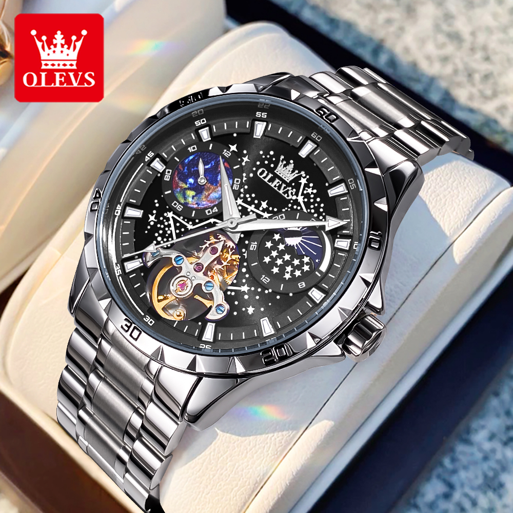 Smartwatch Watches For Men Brands - OLEVS 6689 Luxury Brand Moon Phase