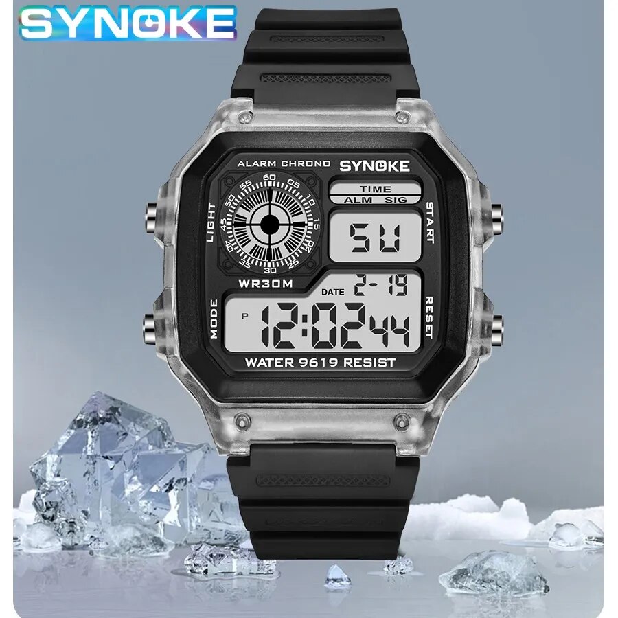 Vintage Digital Watch - SYNOKE Digital Watches Men Sports Luminous