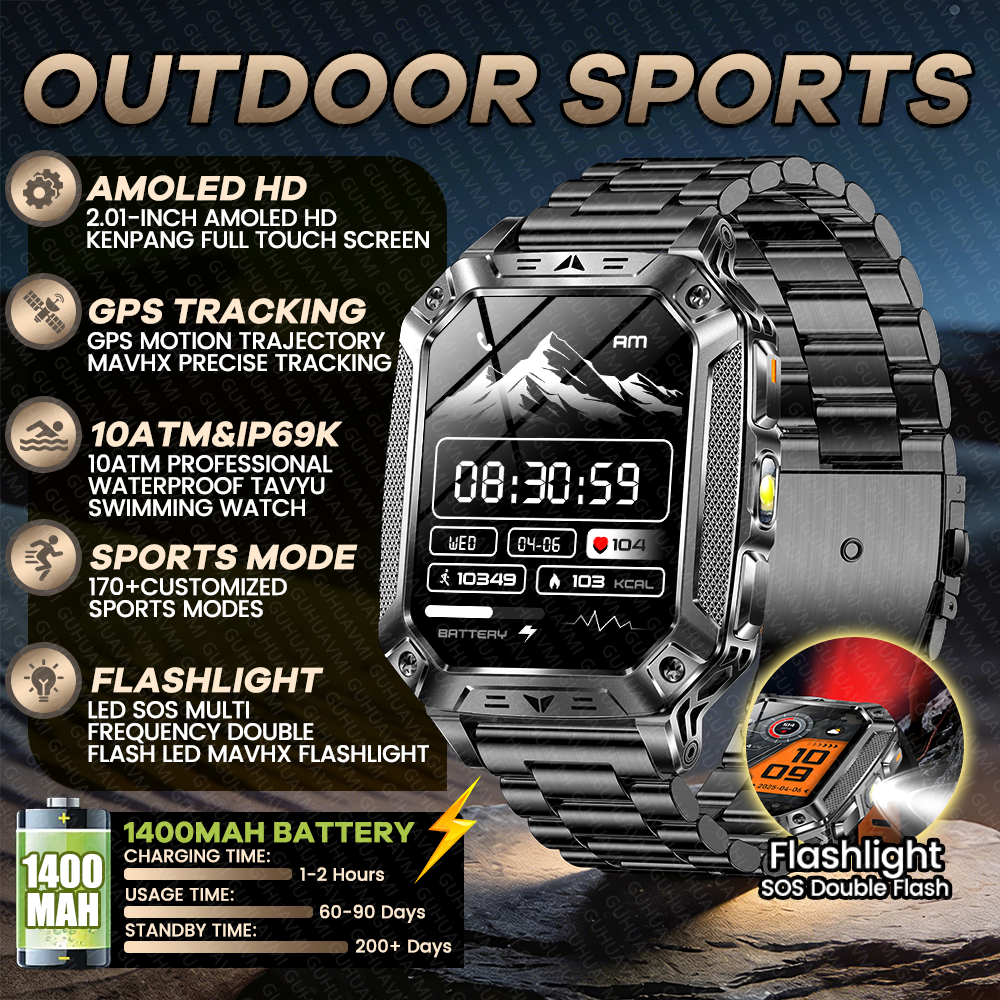 Smartwatch Watches For Men With Gps - New Outdoor 1400mAh Large Battery Capacity