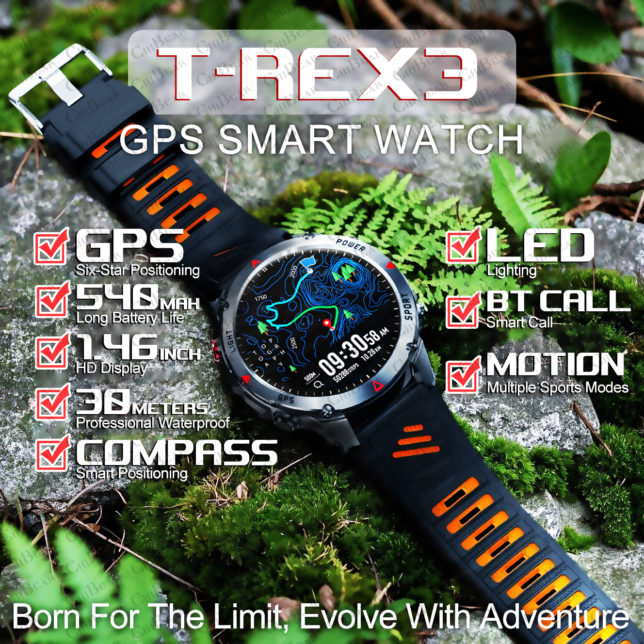 Smartwatch Watches For Men With Gps - T-Rex 3 Built-in Dual-band GPS Smart