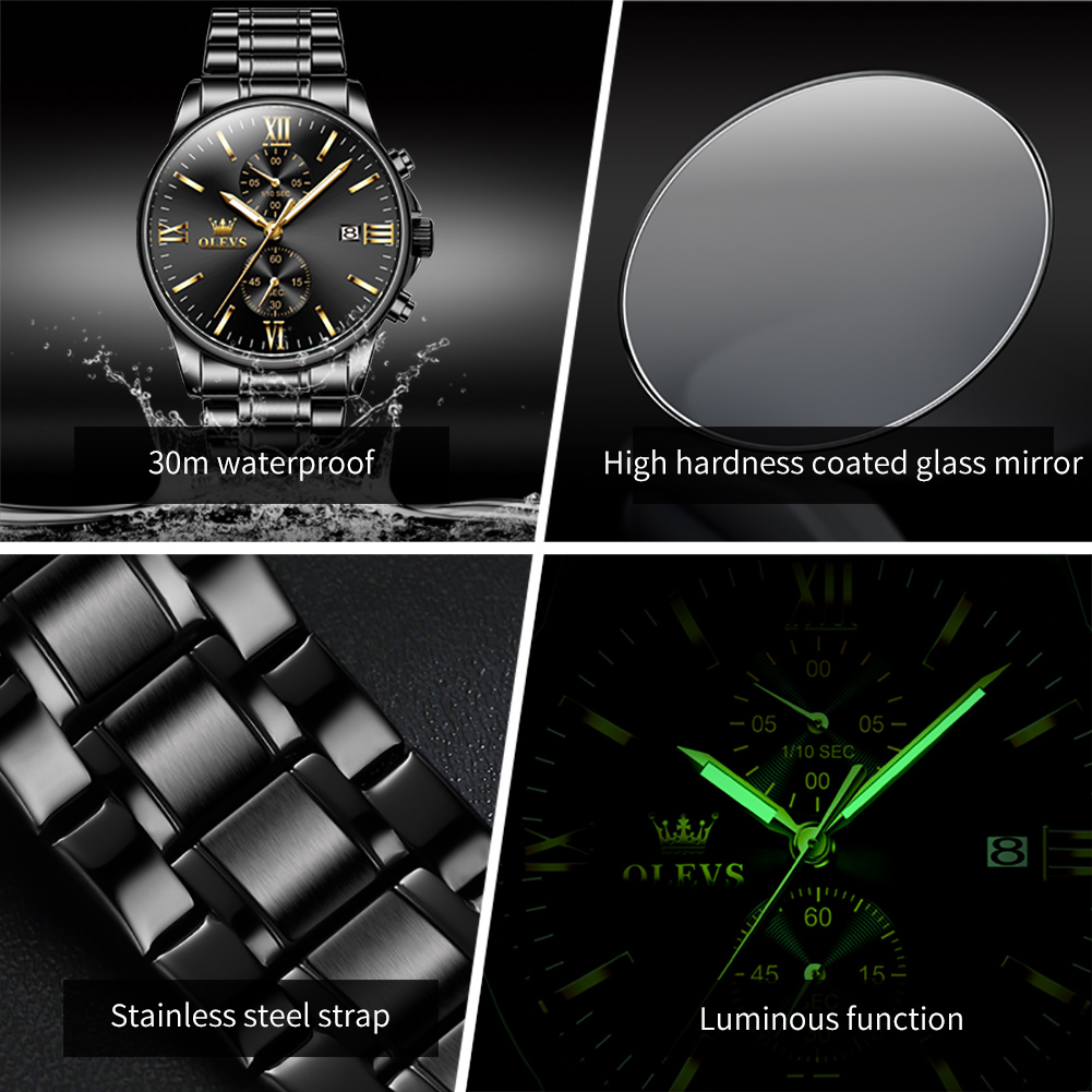 OLEVS 2886 Classic Black Quart - Smartwatch Watches For Men Brands incelemesi ve fiyatı