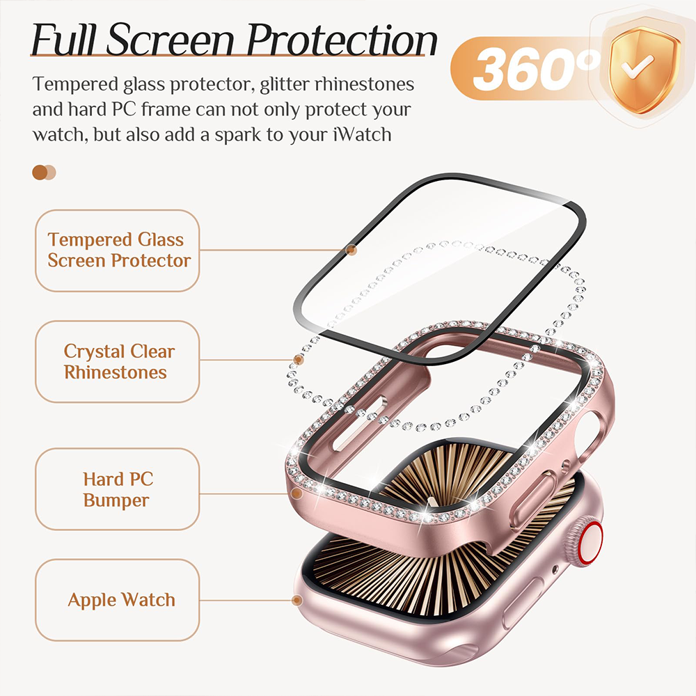 Diamond Case+Glass For Apple w - Iwatch Smartwatch Series 7 incelemesi ve fiyatı