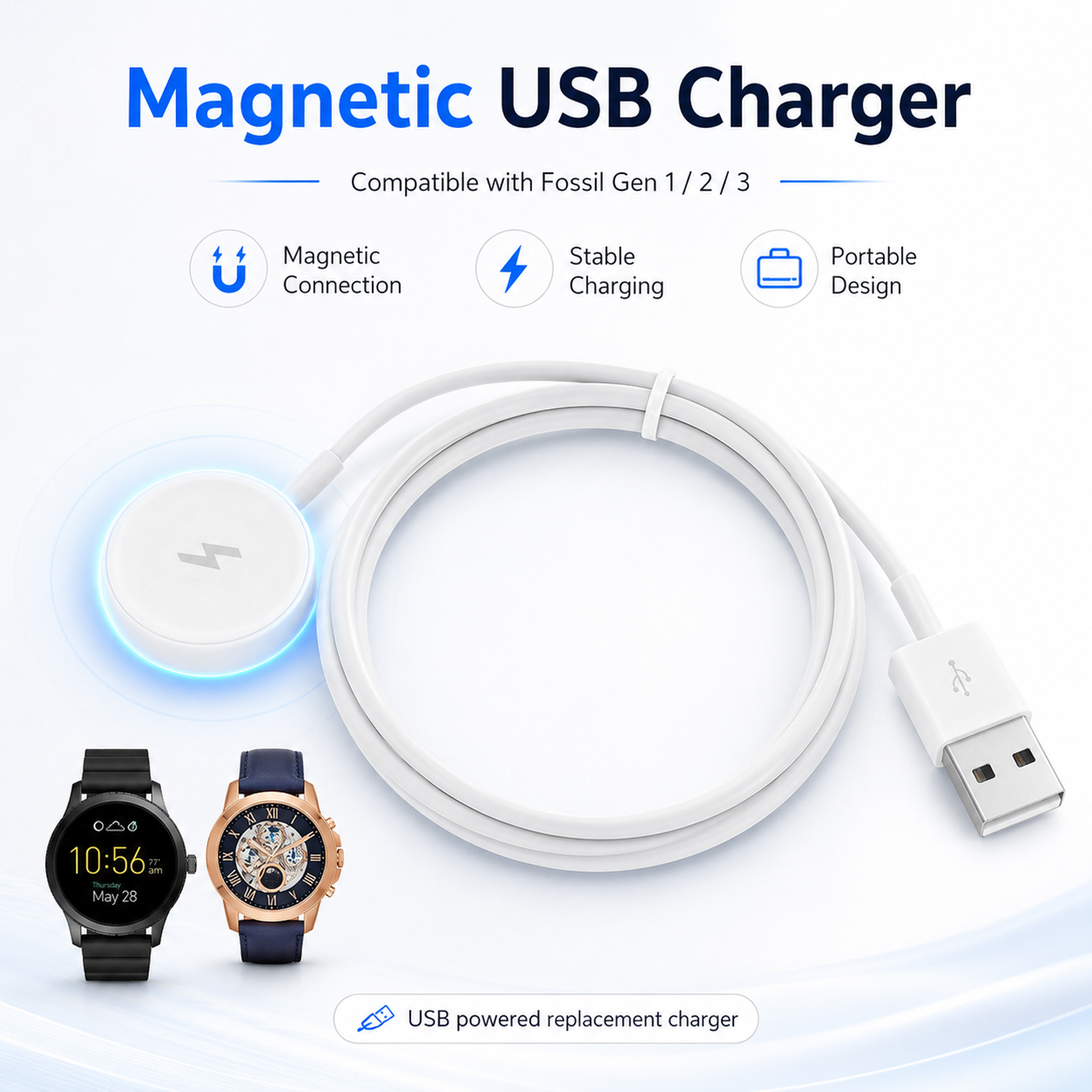 USB Watch Charger Adapter Smar - Fossil Watches Smartwatch Charger incelemesi ve fiyatı
