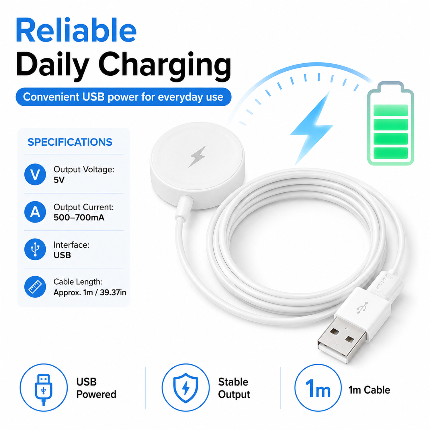 USB Watch Charger Adapter Smar - Fossil Watches Smartwatch Charger incelemesi ve fiyatı