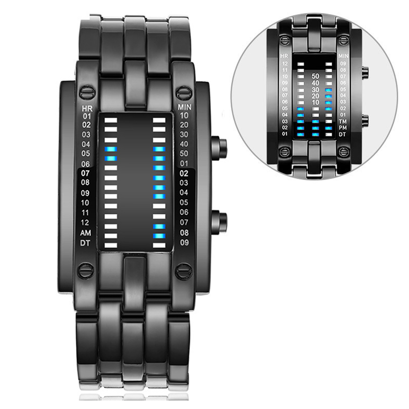 Premium Binary Matrix Blue LED - Smartwatch Premium Watches For Men incelemesi ve fiyatı