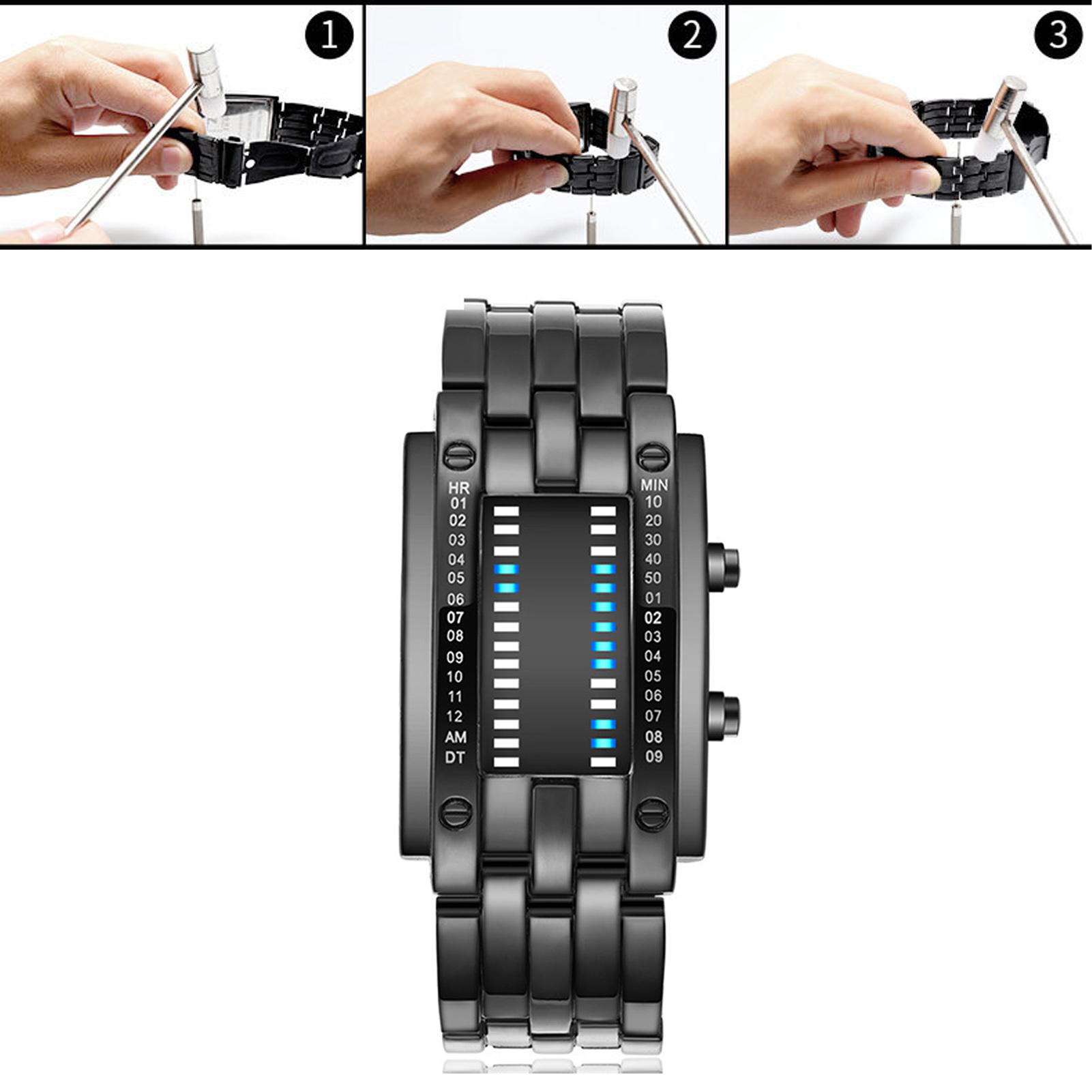 Premium Binary Matrix Blue LED - Smartwatch Premium Watches For Men incelemesi ve fiyatı